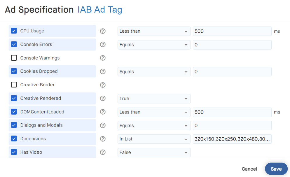 Test-a-tag.com alternative: customizable ad specifications at AdValify.io